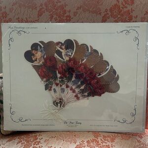 💕 Vintage Victorian Valentine Fan Greetings Wall Art- Angels & Roses 💕